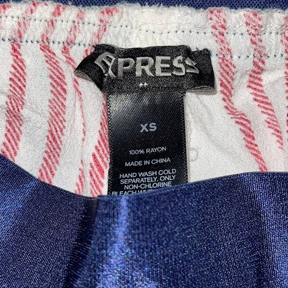 Express Womens Red/White/Blue Striped Wide Leg Pants | Size XSmall - Picture 3 of 3